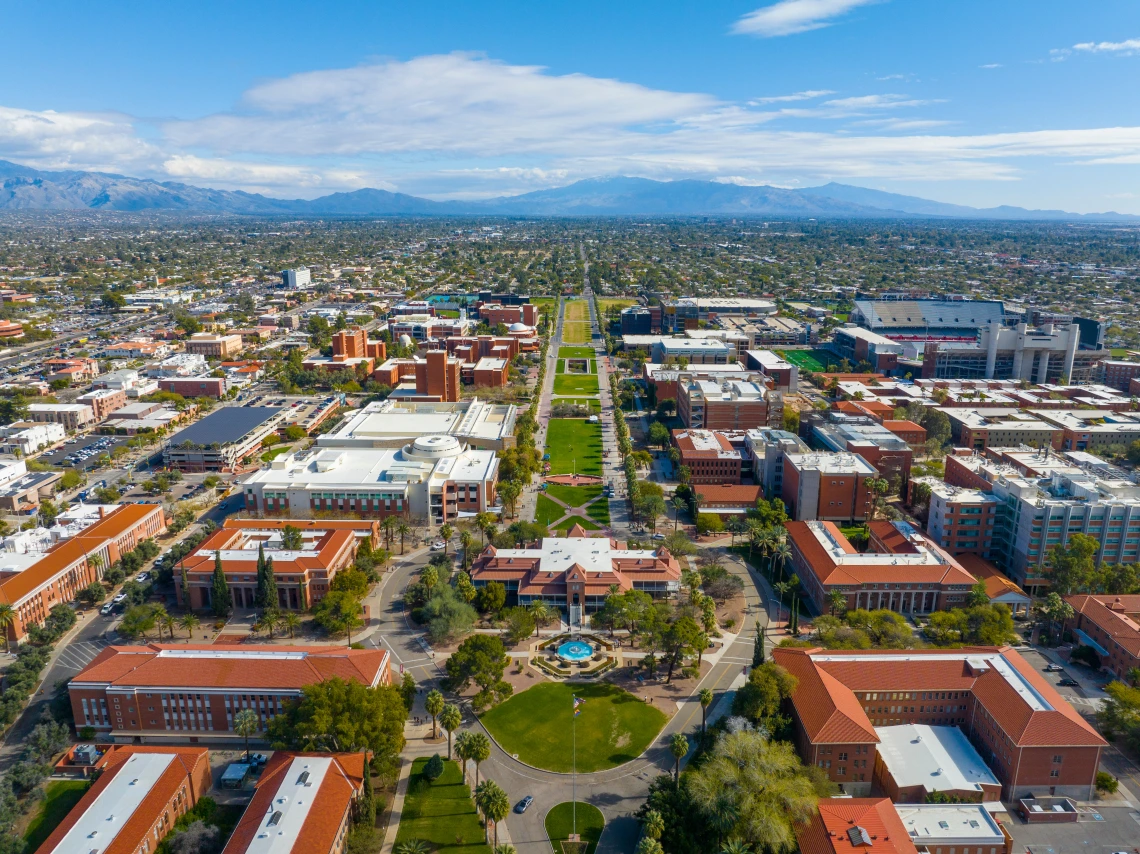 Aerial view of the University of Arizona