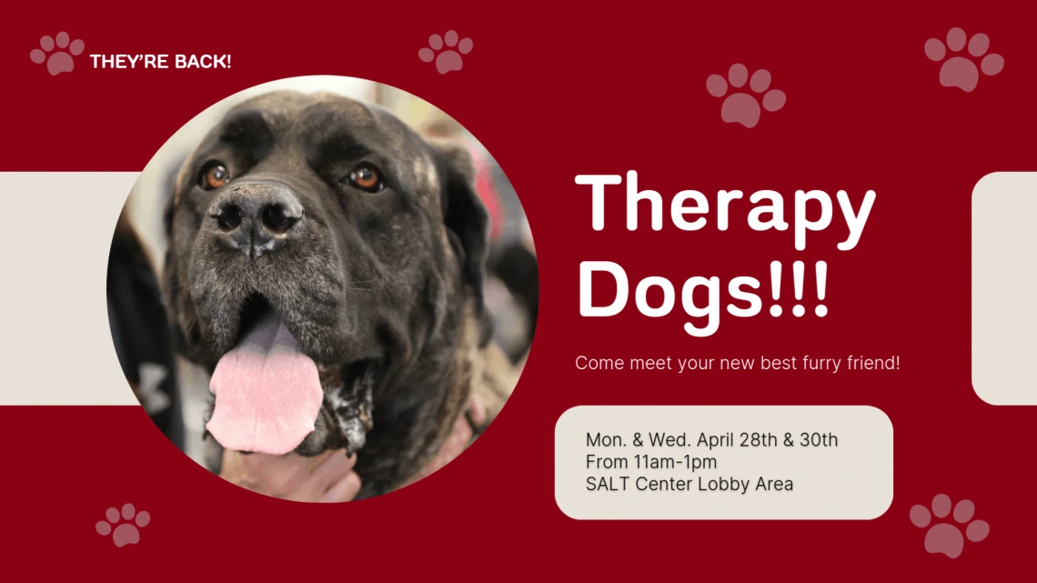 Flyer for Therapy Dog Event
