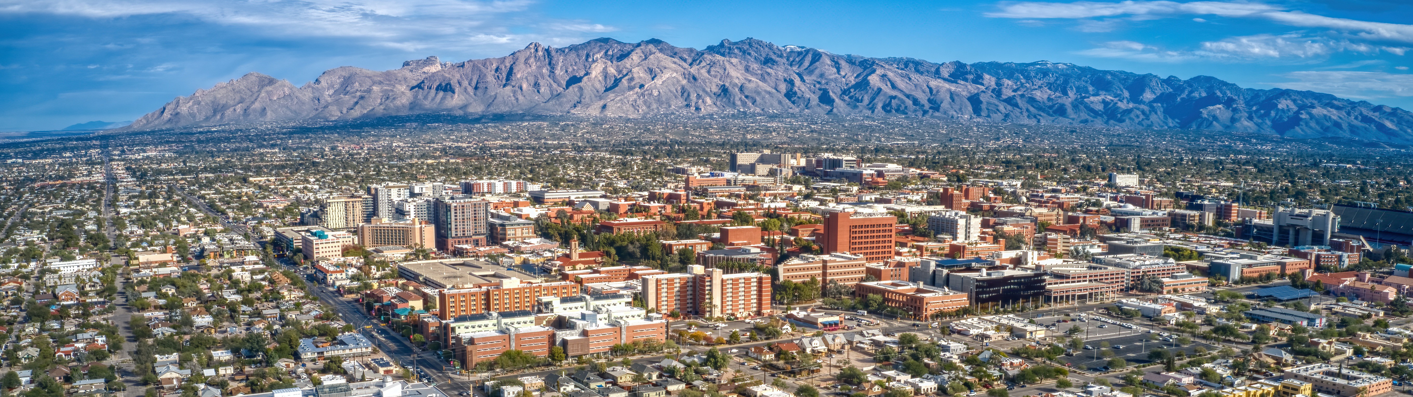 A bird's eye view of the University of Arizona and the surrounding areas