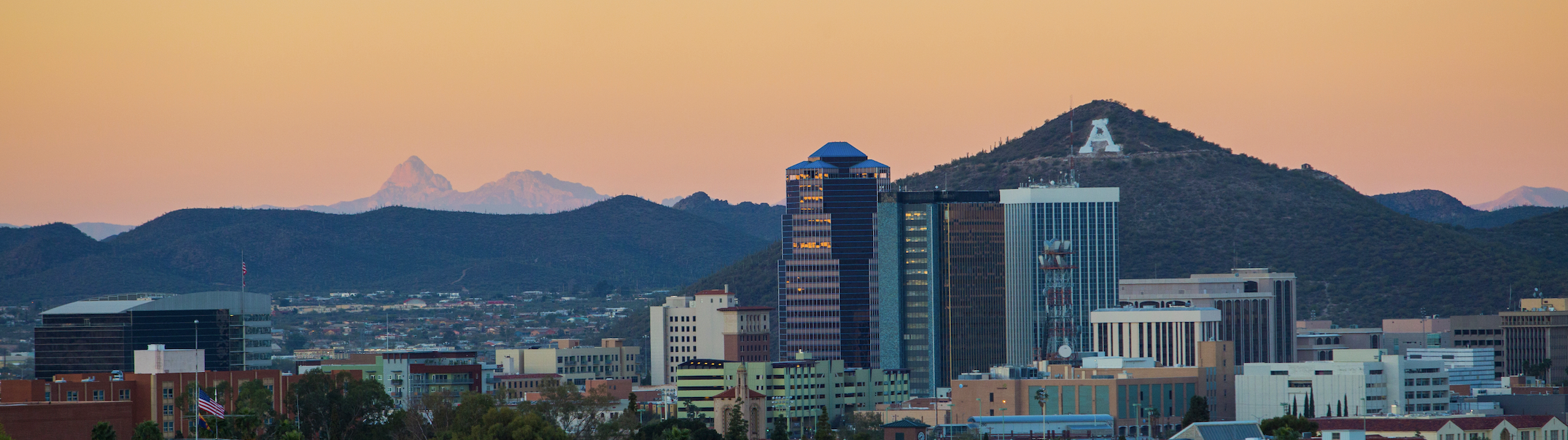 Tucson cityscape and A mountain