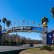 Walt Disney World entry gate over a road