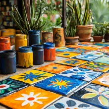 Photo of paint, painted titles, and plants